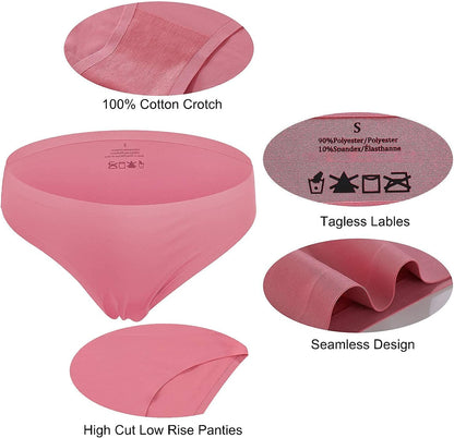 12Pack Womens Seamless Underwear No Show Cheeky Panties Invisibles Briefs Soft Stretch Bikini Hipster XS-XL